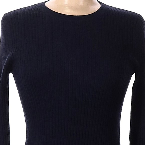 🔸💙🔸Charming Dark Navy Blue Ribbed Sweater Top Blouse Gold Button Detail - M - Picture 11 of 16